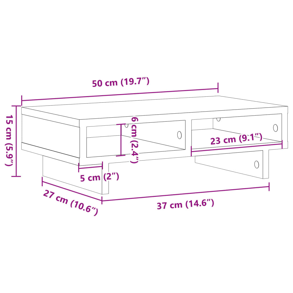 Skjermstativ Svart 50X27X15 Cm Konstruert Tre