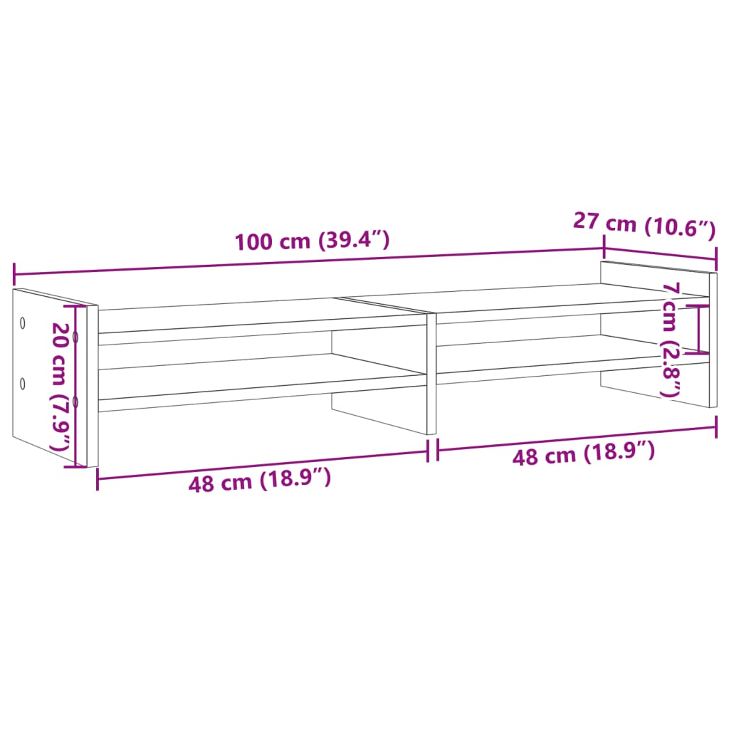 Skjermstativ Sonoma Eik 100X27X20 Cm Konstruert Tre