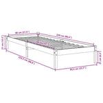 Ekstra Lang Sengeramme Uten Madrass Hvit 80X220 Cm Heltre Furu
