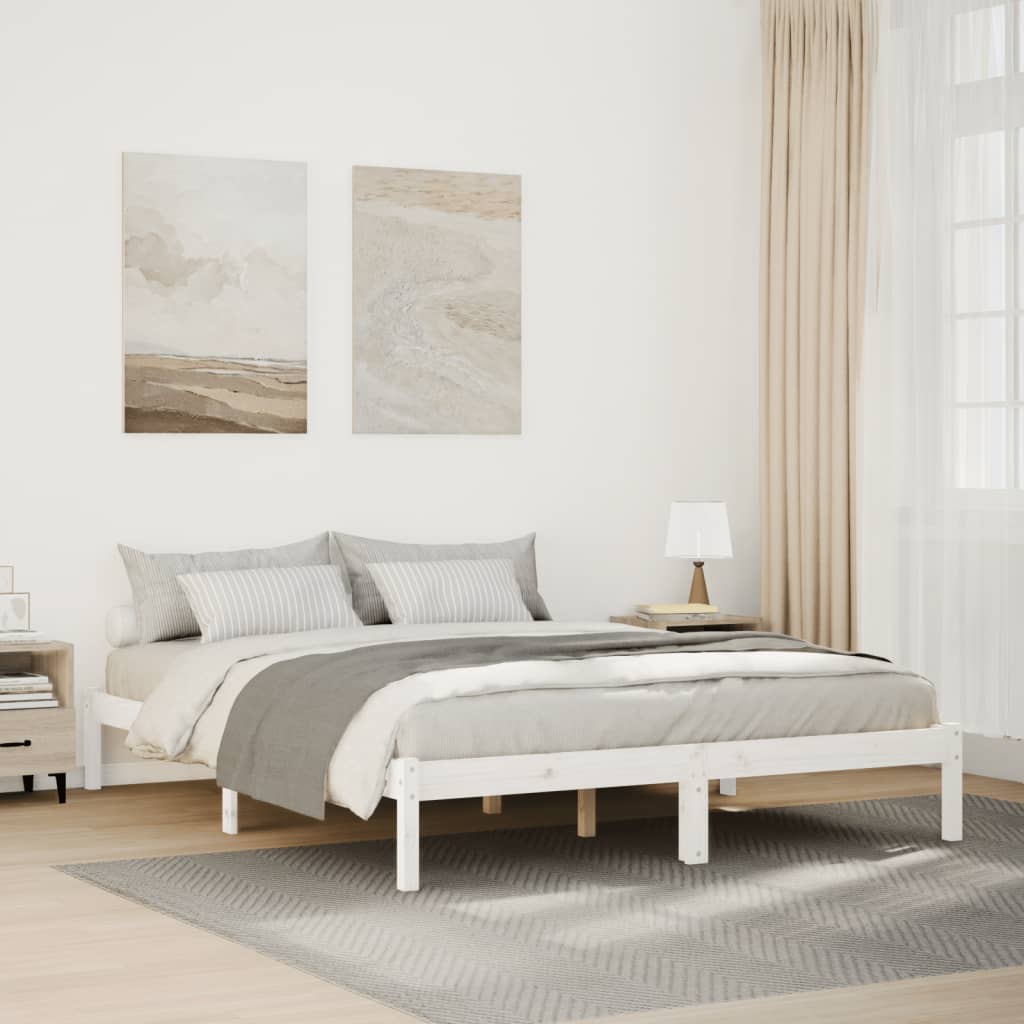 Ekstra Lang Sengeramme Uten Madrass Hvit 140X220 Cm Heltre Furu