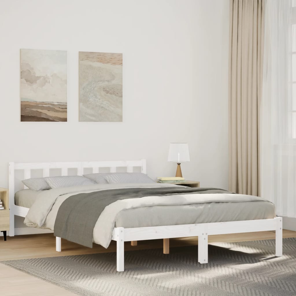 Ekstra Lang Sengeramme Uten Madrass Hvit 140X220 Cm Heltre Furu