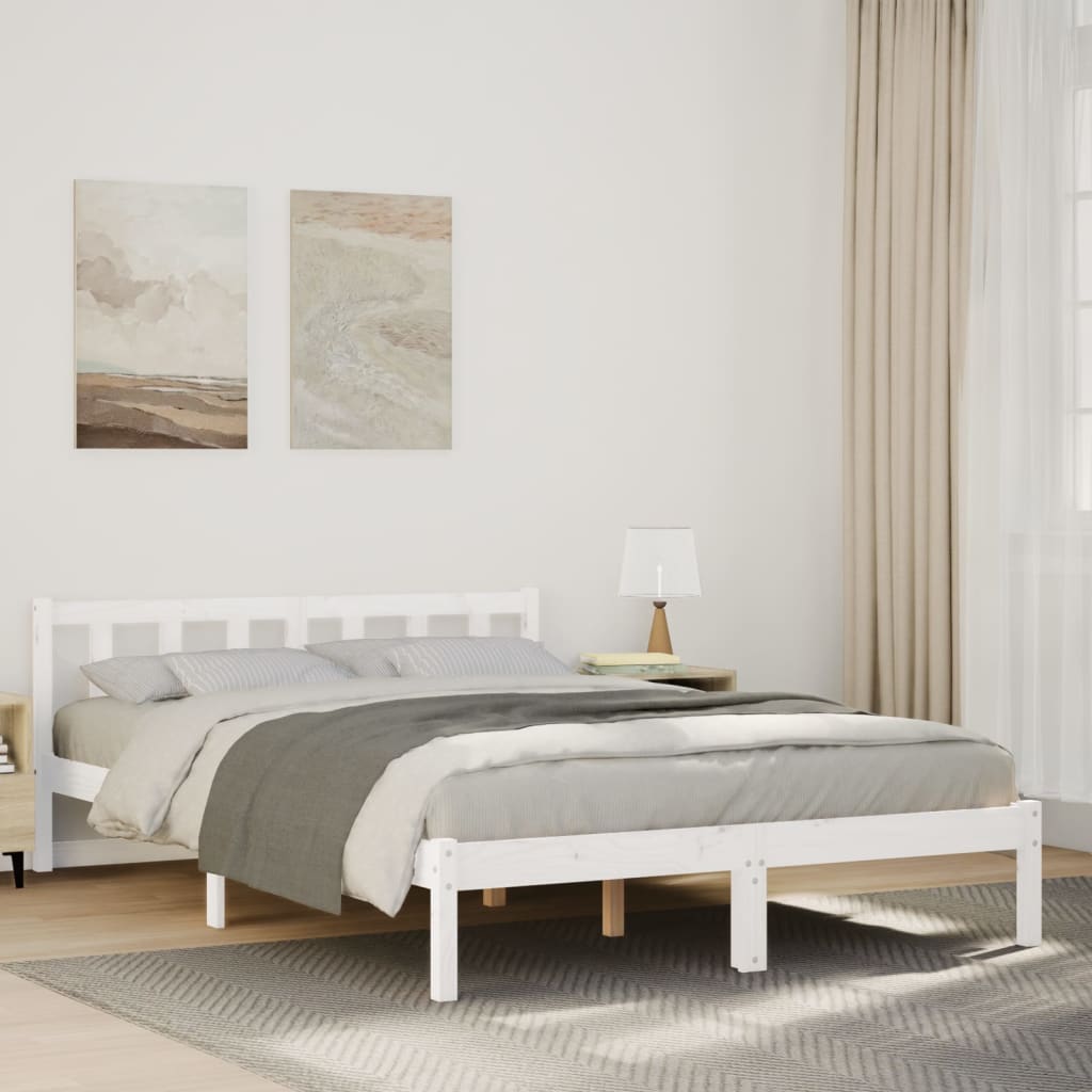 Ekstra Lang Sengeramme Uten Madrass Hvit 160X220 Cm Heltre Furu