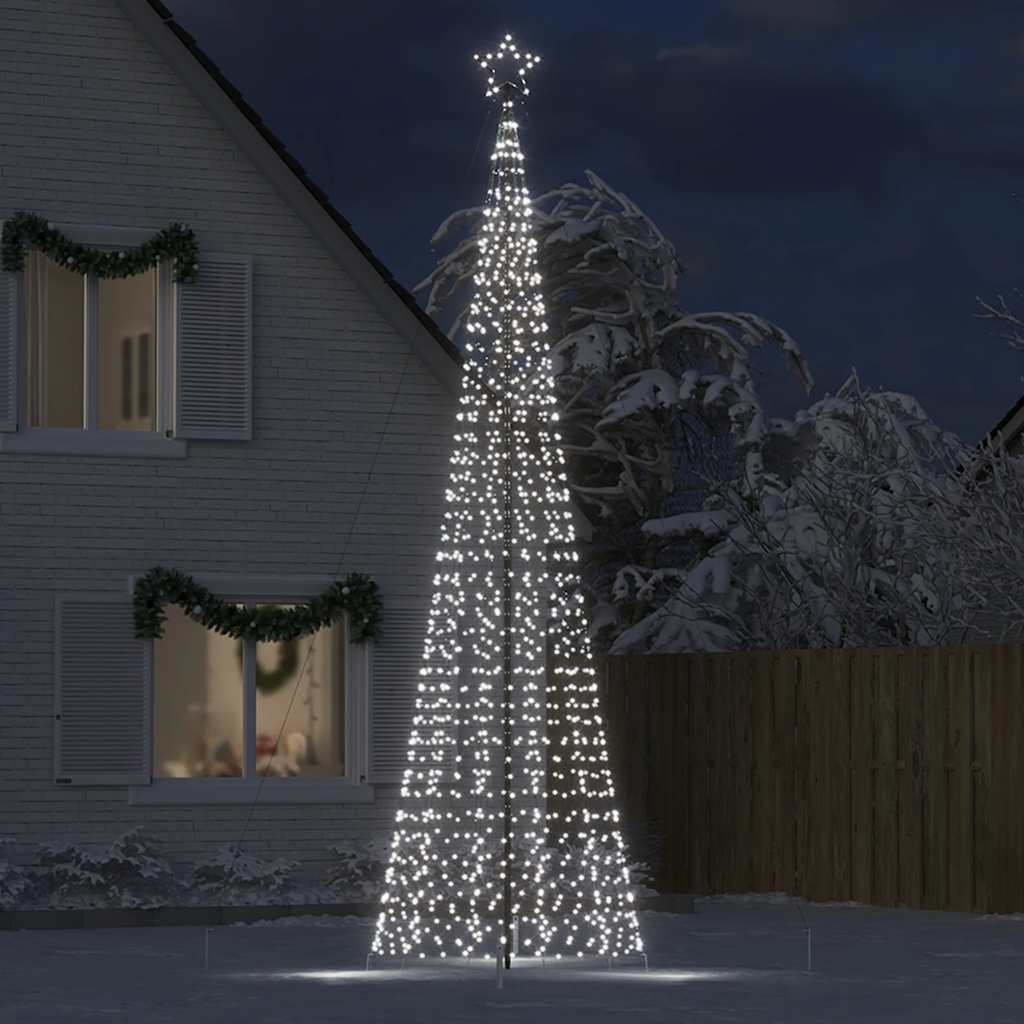Led Juletre Med Spikes 1534 Leds Kald Hvit 500 Cm