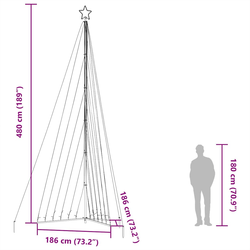 Led Juletre 789 Leds Fargerike 476 Cm