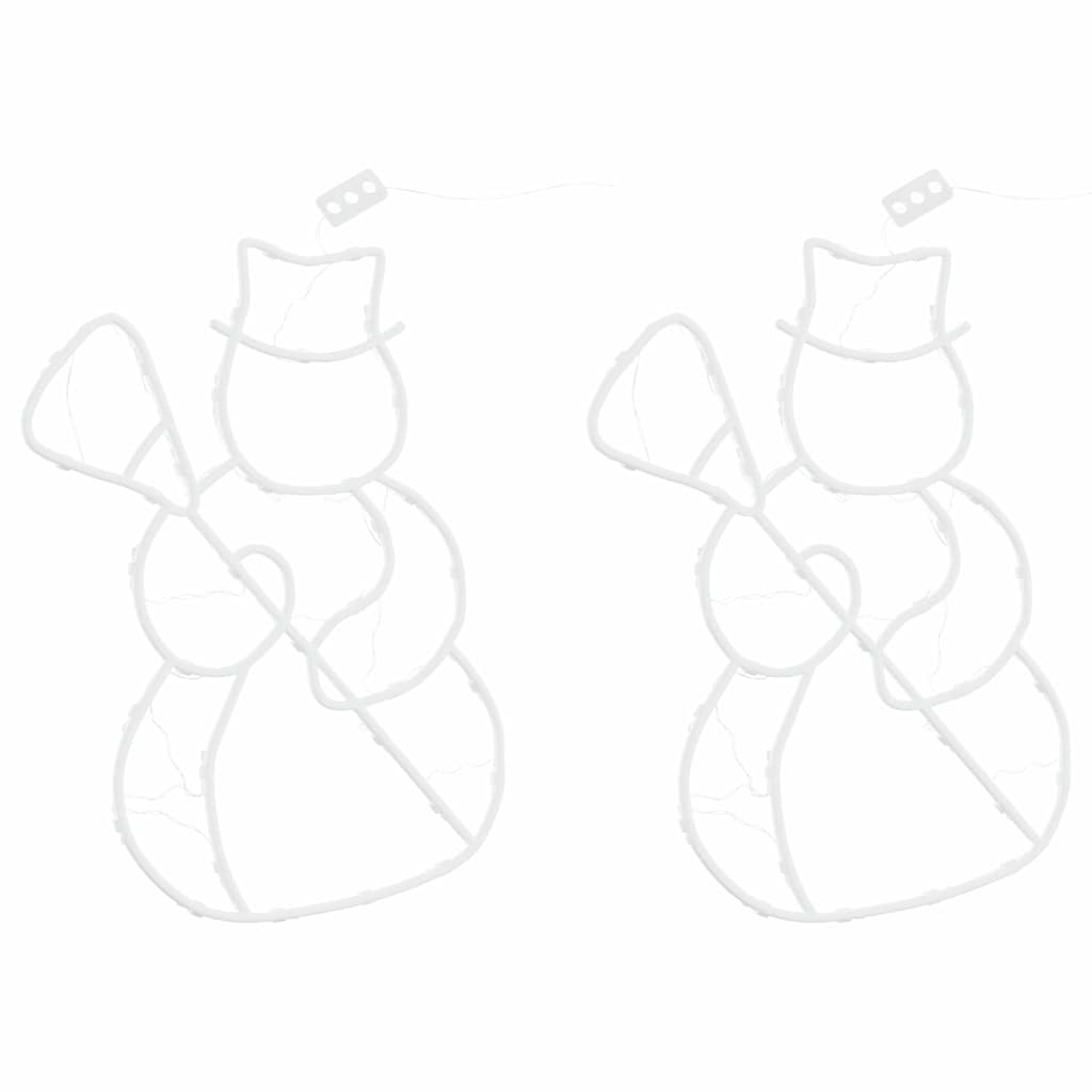 Julelys Snømann Silhuett 2 Stk 35 Leds Varm Hvit