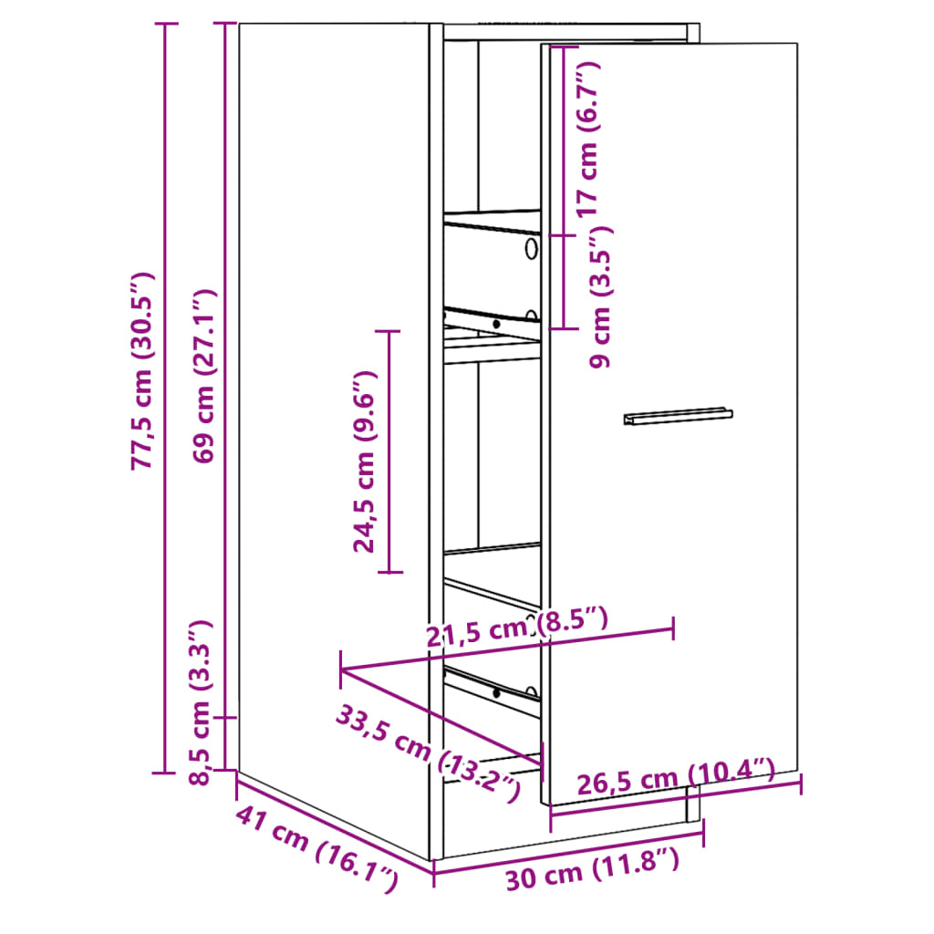 Apotekskap Artisan Eik 30X41X77,5 Cm Konstruert Tre
