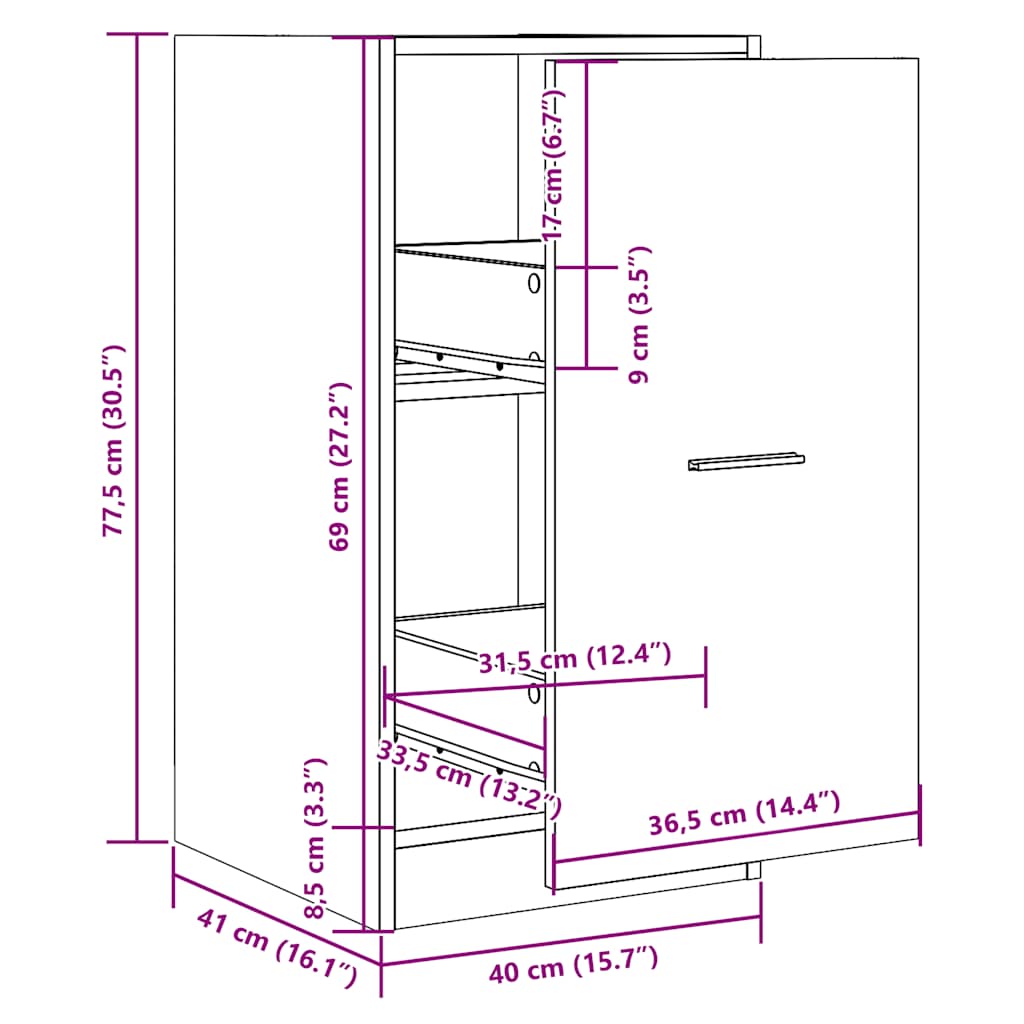 Apotekskap Betonggrå 40X41X77,5 Cm Konstruert Tre