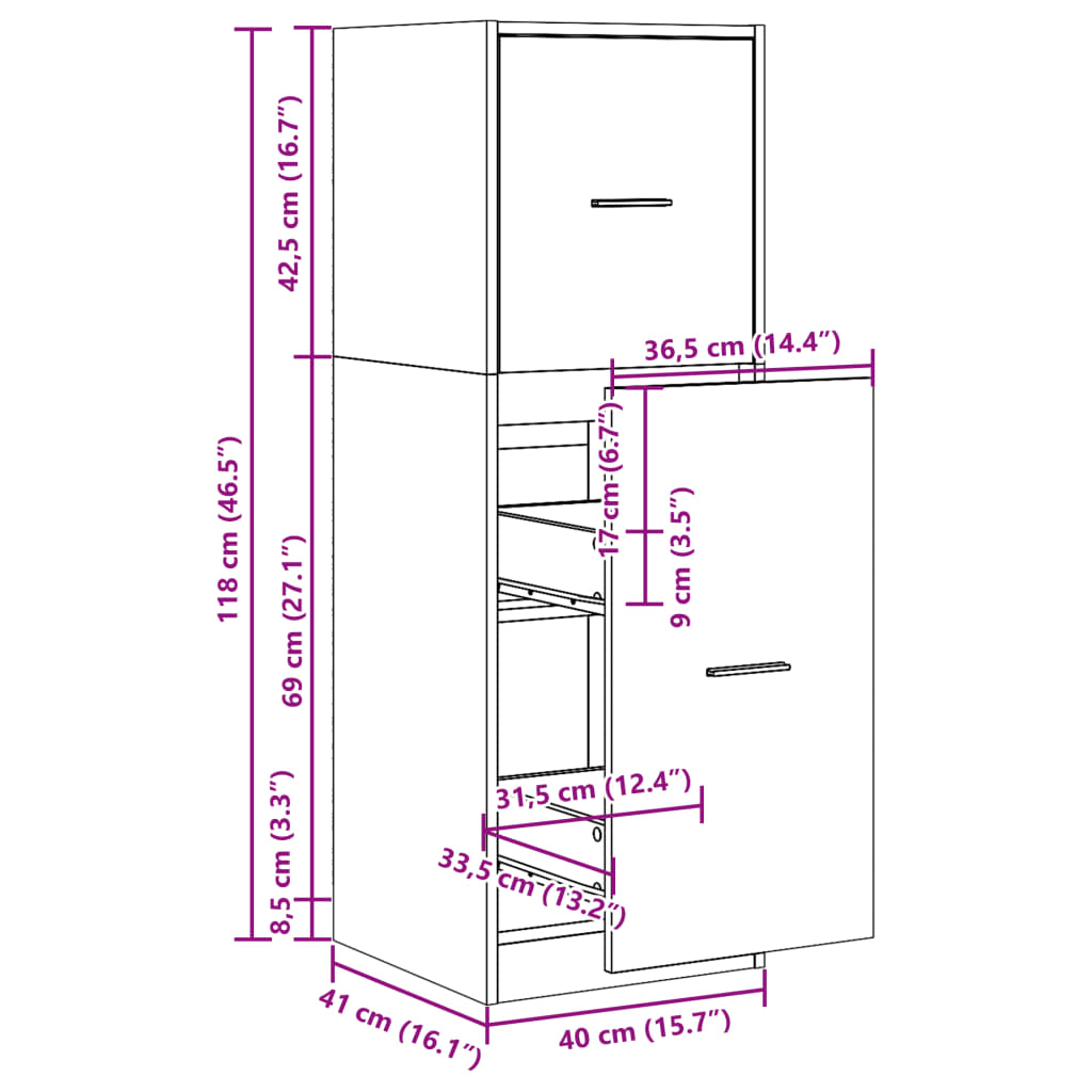 Apotekskap Svart 40X41X118 Cm Konstruert Tre