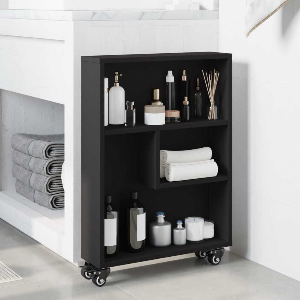 Smal Oppbevaringsvogn Svart 48X13X68 Cm Konstruert Tre
