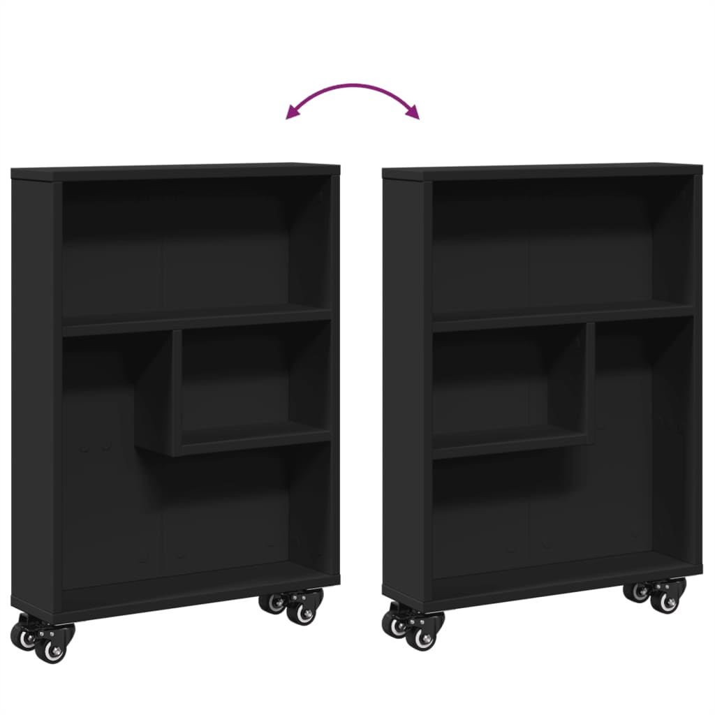 Smal Oppbevaringsvogn Svart 48X13X68 Cm Konstruert Tre