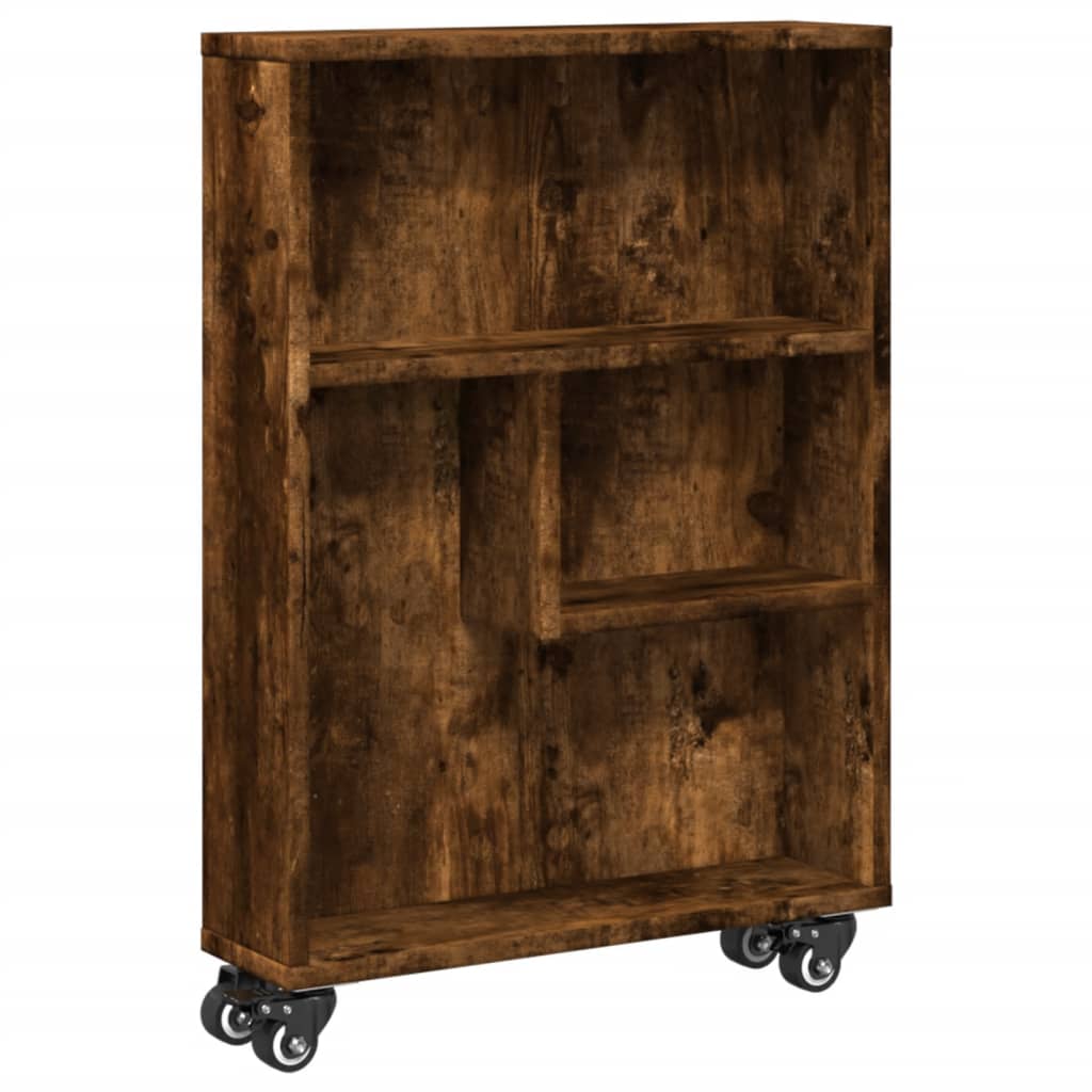 Smal Oppbevaringsvogn Røkt Eik 48X13X68 Cm Konstruert Tre