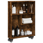 Smal Oppbevaringsvogn Røkt Eik 48X13X68 Cm Konstruert Tre