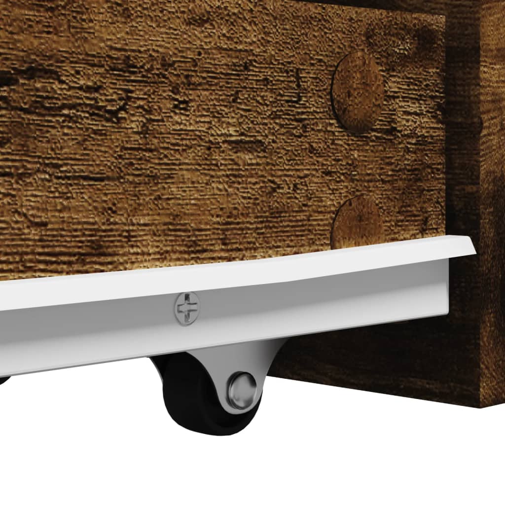 Smalt Baderomsskap Med Hjul Røkt Eik Konstruert Tre