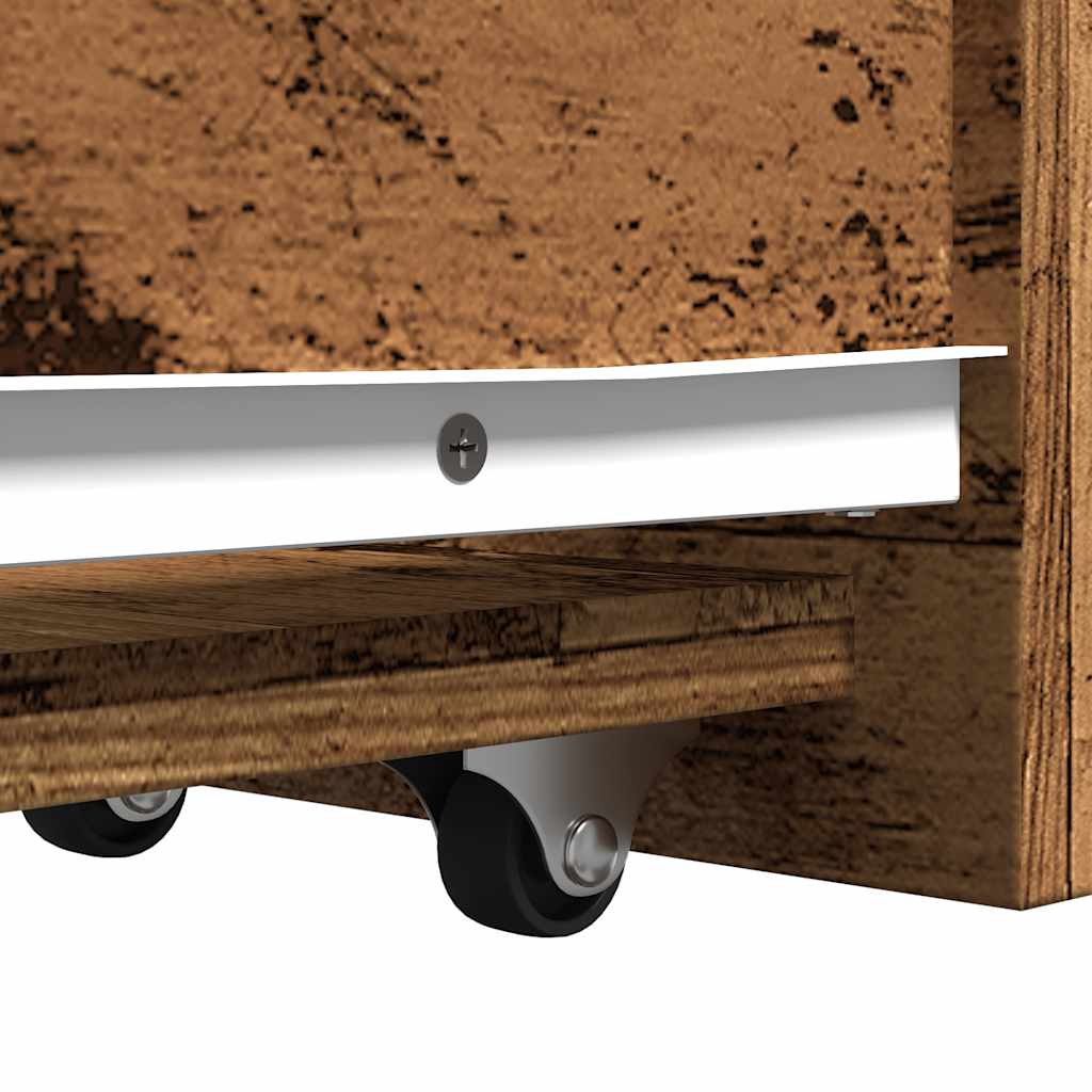 Smalt Baderomsskap Med Hjul Gammelt Tre Konstruert Tre