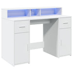 Skrivebord Med Led-Lys Hvit 120X55X91 Cm Konstruert Tre