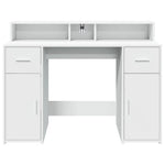 Skrivebord Med Led-Lys Hvit 120X55X91 Cm Konstruert Tre