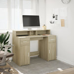 Skrivebord Med Led-Lys Sonoma Eik 120X55X91 Cm Konstruert Tre