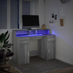 Skrivebord Med Led-Lys Grå Sonoma 120X55X91 Cm Konstruert Tre