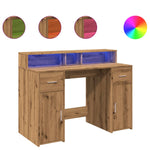 Skrivebord Med Led-Lys Artisan Eik 120X55X91 Cm Konstruert Tre