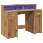 Skrivebord Med Led-Lys Artisan Eik 120X55X91 Cm Konstruert Tre