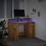 Skrivebord Med Led-Lys Artisan Eik 120X55X91 Cm Konstruert Tre