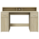 Skrivebord Med Led-Lys Sonoma Eik 140X55X91 Cm Konstruert Tre