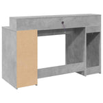 Skrivebord Med Led-Lys Betonggrå 140X55X91 Cm Konstruert Tre