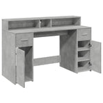 Skrivebord Med Led-Lys Betonggrå 140X55X91 Cm Konstruert Tre