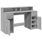 Skrivebord Med Led-Lys Grå Sonoma 140X55X91 Cm Konstruert Tre