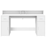 Skrivebord Med Led-Lys Hvit 160X55X91 Cm Konstruert Tre