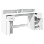 Skrivebord Med Led-Lys Hvit 160X55X91 Cm Konstruert Tre