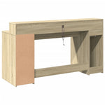 Skrivebord Med Led-Lys Sonoma Eik 160X55X91 Cm Konstruert Tre