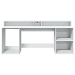 Skrivebord Med Led-Lys Hvit 200X55X91 Cm Konstruert Tre
