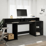 Skrivebord Med Led-Lys Svart 200X55X91 Cm Konstruert Tre