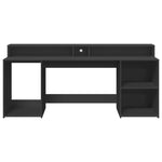 Skrivebord Med Led-Lys Svart 200X55X91 Cm Konstruert Tre