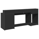 Skrivebord Med Led-Lys Svart 200X55X91 Cm Konstruert Tre