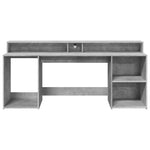 Skrivebord Med Led-Lys Betonggrå 200X55X91 Cm Konstruert Tre