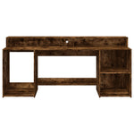 Skrivebord Med Led-Lys Røkt Eik 200X55X91 Cm Konstruert Tre