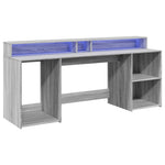 Skrivebord Med Led-Lys Grå Sonoma 200X55X91 Cm Konstruert Tre