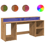Skrivebord Med Led-Lys Artisan Eik 200X55X91 Cm Konstruert Tre