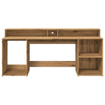 Skrivebord Med Led-Lys Artisan Eik 200X55X91 Cm Konstruert Tre