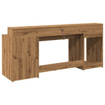 Skrivebord Med Led-Lys Artisan Eik 200X55X91 Cm Konstruert Tre