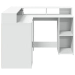 Skrivebord Med Led-Lys Hvit 130X130X91 Cm Konstruert Tre