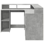 Skrivebord Med Led-Lys Betonggrå 130X130X91 Cm Konstruert Tre
