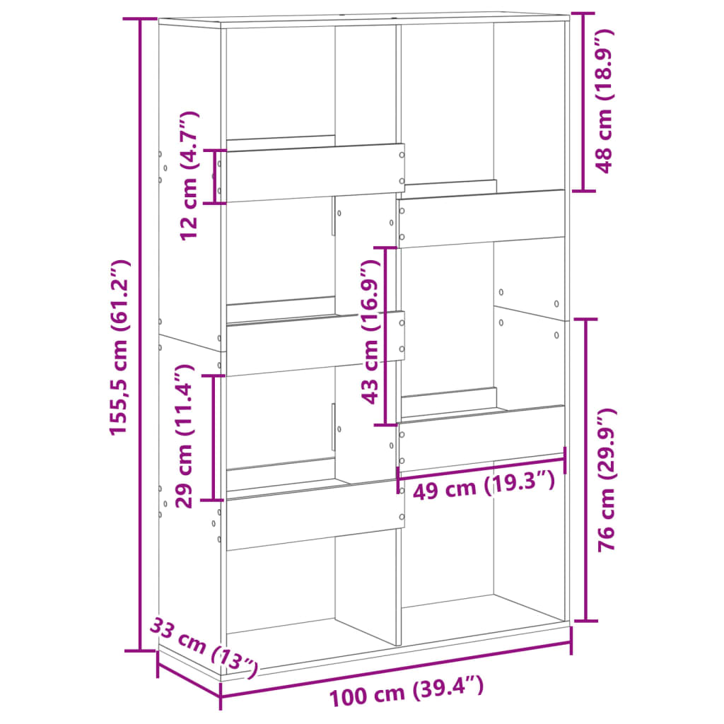 Romdeler Hvit 100X33X155,5 Cm Konstruert Tre