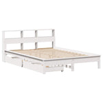 Seng Med Bokhylle Uten Madrass Hvit 160X200 Cm Heltre Furu