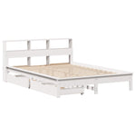 Seng Med Bokhylle Uten Madrass Hvit 140X190 Cm Heltre Furu