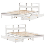 Seng Med Bokhylle Uten Madrass Hvit 140X190 Cm Heltre Furu