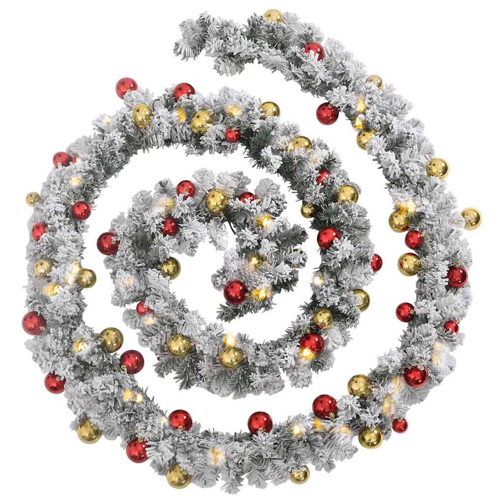 Julekrans Med Kuler Og Led-Lys Grønn 5 M Pvc