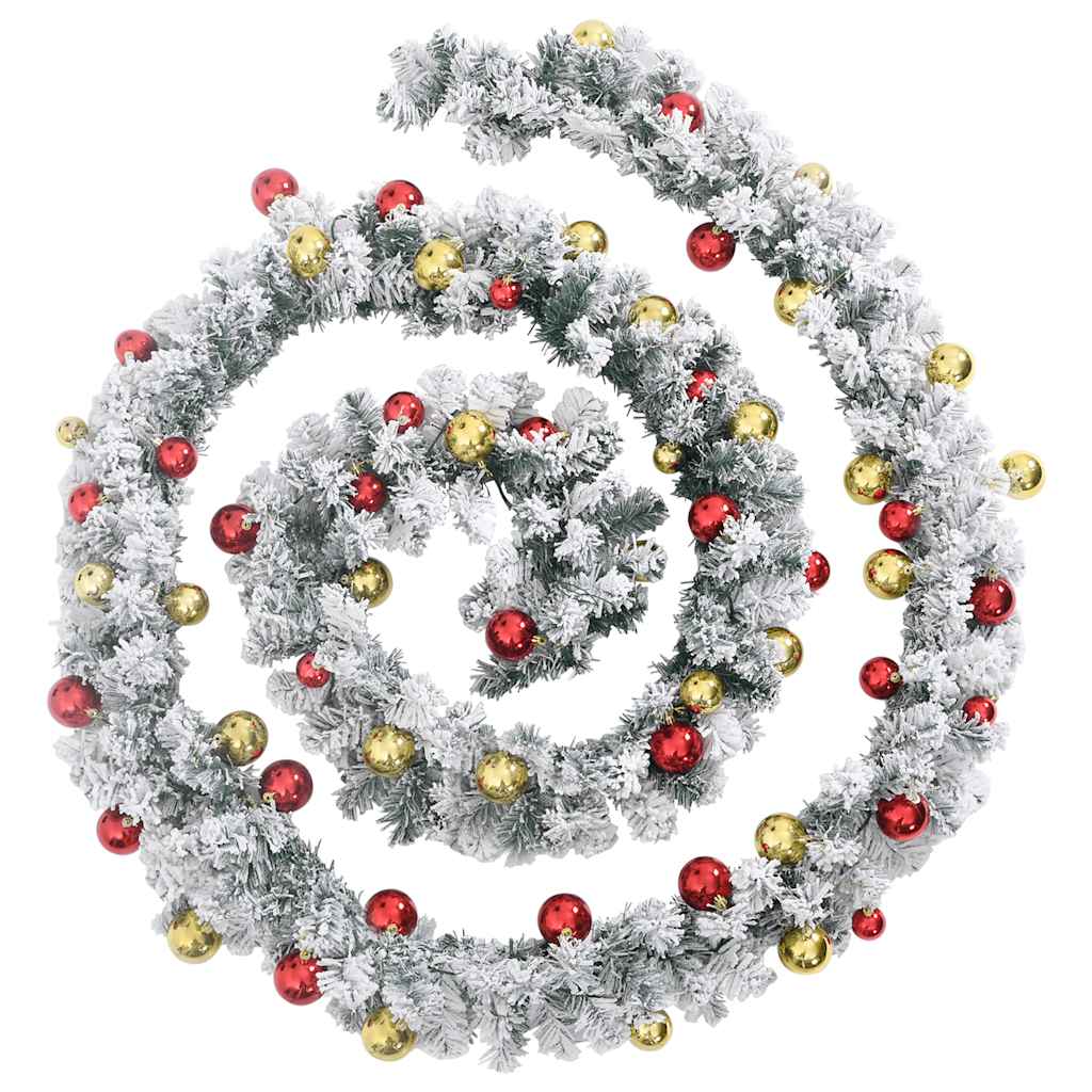 Julekrans Med Kuler Og Led-Lys Grønn 10 M Pvc